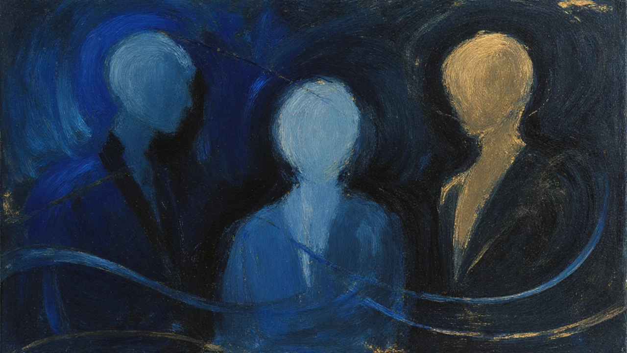 Abstract figures connected by light, symbolizing emotional presence without physical intimacy.