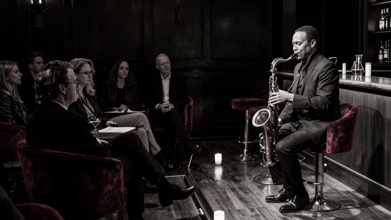 A sophisticated jazz performance at Ronnie Scott’s with an attentive audience in elegant attire.